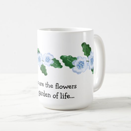ソフトブルーフローラとフレンドシップことわざ コーヒーマグカップ (正面右)