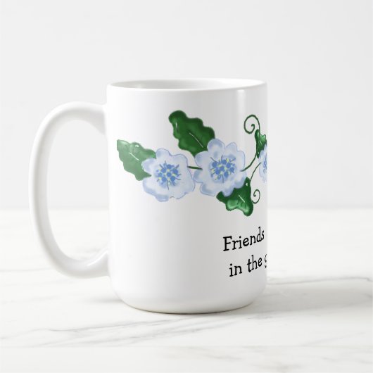 ソフトブルーフローラとフレンドシップことわざ コーヒーマグカップ (左)