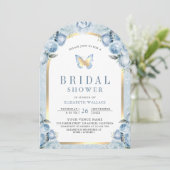 ソフトブルーフローラアーチバタフライブライダルシャワー 招待状 (スタンド正面)