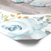 ソフトブルーフローラゾウ赤ちゃんシャワー歓迎 ポスター (角)