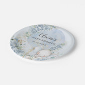 ソフトブルーフローラバルーンエレファントボーイ赤ちゃんシャワー ペーパープレート (アングル)