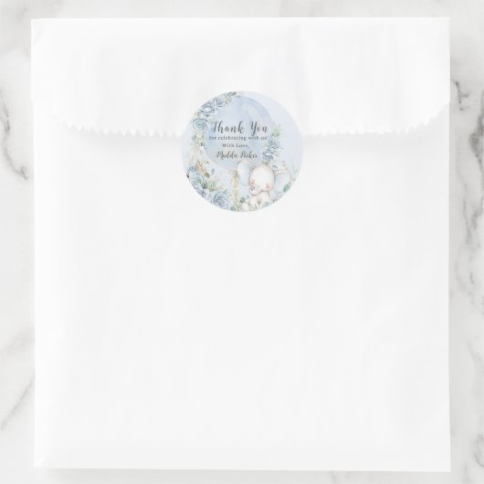 ソフトブルーフローラバルーンエレファントボーイ赤ちゃんシャワー ラウンドシール (バッグ)