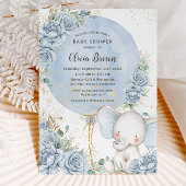 ソフトブルーフローラバルーンエレファントボーイ赤ちゃんシャワー 招待状