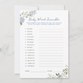 ソフトブルーフローラベビーワードスクランブルカード 招待状 (正面)