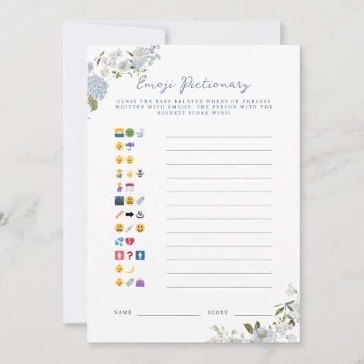 ソフトブルーフローラベビー絵文字絵文字カード 招待状 (正面)