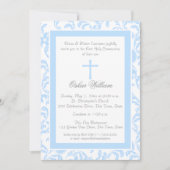 ソフトブルーフローラペイズリーファーストコミュニオン 招待状 (正面)