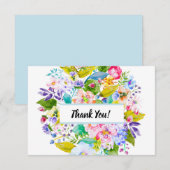 ソフトブルーフローラロマン結婚チズサンキュー サンキューカード (正面/裏面)