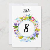 ソフトブルーフローラロマン結婚ティックのテーブル番号 招待状 (正面)