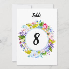 ソフトブルーフローラロマン結婚ティックのテーブル番号 招待状