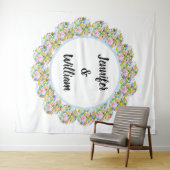 ソフトブルーフローラロマン結婚ティックの背景 タペストリー (インサイチュ(横))