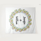 ソフトブルーフローラロマン結婚ティックの背景 タペストリー (正面(横))