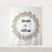 ソフトブルーフローラロマン結婚ティックの背景 タペストリー (正面)