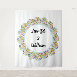 ソフトブルーフローラロマン結婚ティックの背景 タペストリー