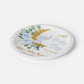 ソフトブルーフローラ象スイーツ男の赤ちゃんシャワー ペーパープレート (アングル)