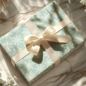 ソフトブルーホワイトスノーフレーククリスマス ラッピングペーパー