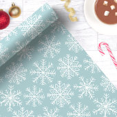 ソフトブルーホワイトスノーフレーククリスマス ラッピングペーパー