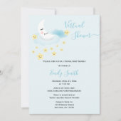 ソフトブルームーン&スターズ |バーチャルベビーシャワー 招待状 (正面)