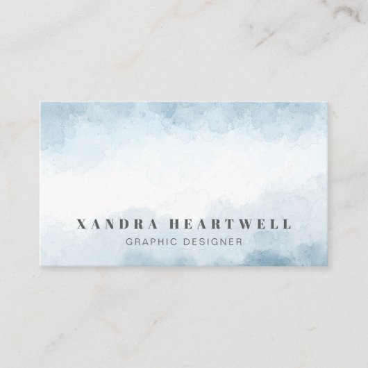 ソフトブルーモダンウォーター色抽象芸術QRコード 名刺 (正面)