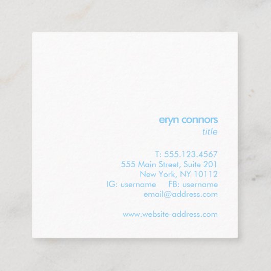 ソフトブルーモダンターコイズ波 スクエア名刺 (裏面)