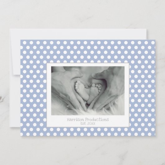 ソフトブルーモダンフォトコラージュ男の赤ちゃん誕生 案内状 (裏面)