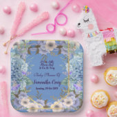 ソフトブルーリトルフラワーバドアジサイ赤ちゃんシャワー ペーパープレート (パーティー)