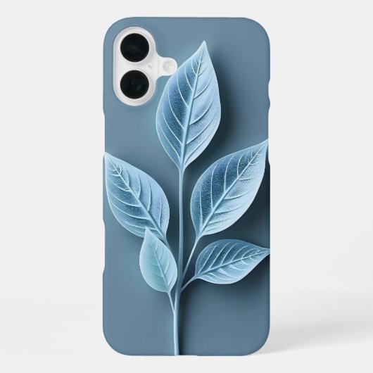 ソフトブルーリーフ柄iPhoneケース iPhoneケース (裏面)