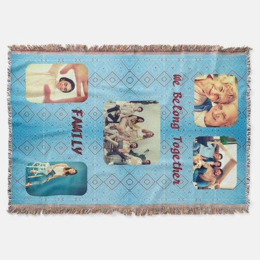ソフトブルーレトロダイヤモンド スローブランケット (正面)