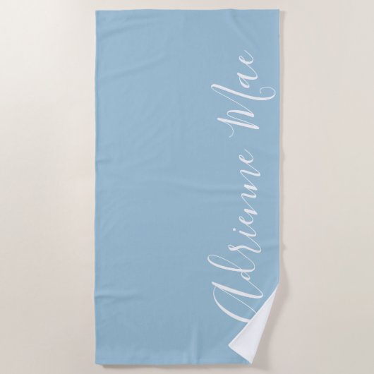 ソフトブルー単パーソナライズされた位 ビーチタオル (正面)