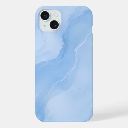 ソフトブルー大理石の抽象的なパターン iPhoneケース (裏面)