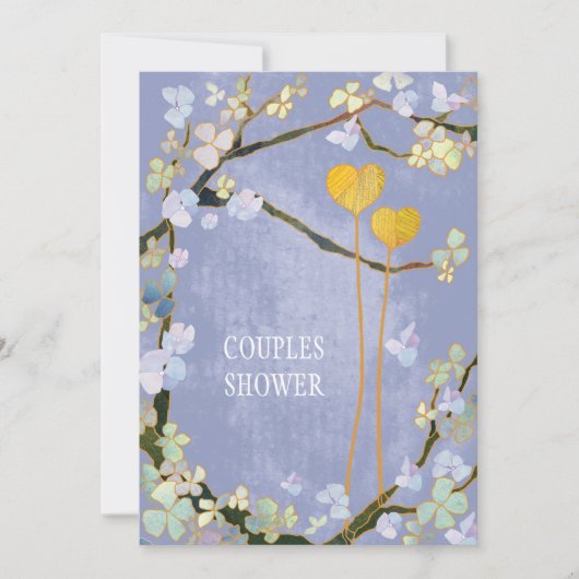 ソフトブルー春の結婚式カップルのシャワー 招待状 (正面)