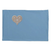 ソフトブルー標準ピローケースセット(ハート付) 枕カバー (裏面-左)