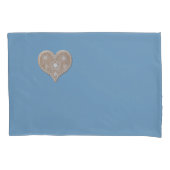 ソフトブルー標準ピローケースセット(ハート付) 枕カバー (正面左)