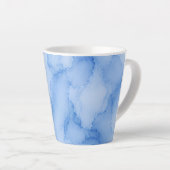 ソフトブルー水彩抽象画 カフェラテマグ (右アングル)