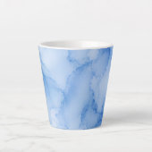 ソフトブルー水彩抽象画 カフェラテマグ (正面)