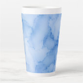 ソフトブルー水彩抽象画 カフェラテマグ (正面)