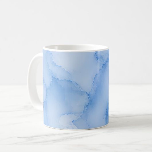 ソフトブルー水彩抽象画 コーヒーマグカップ (正面左)