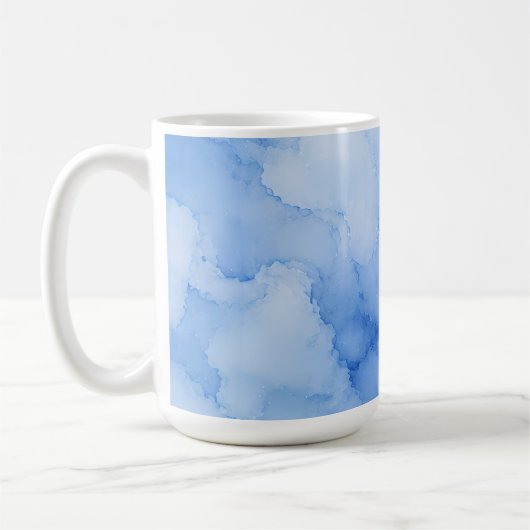 ソフトブルー水彩抽象画 コーヒーマグカップ (左)