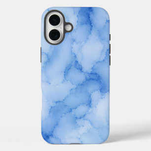 ソフトブルー水彩抽象画 iPhone 16 PLUSケース