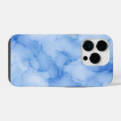 ソフトブルー水彩抽象画 iPhoneケース (裏面横)