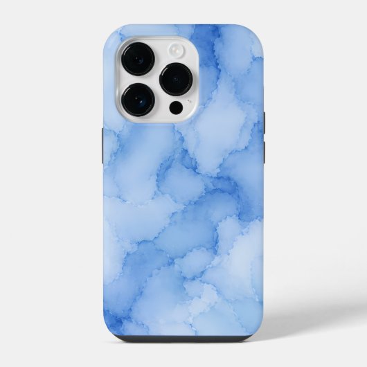 ソフトブルー水彩抽象画 iPhoneケース (裏面)