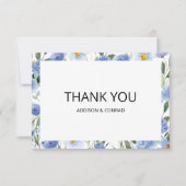 ソフトブルー水彩植物学結婚院 サンキューカード (正面)