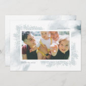 ソフトブルー水彩花クリスマスフォトカード シーズンカード (正面/裏面)