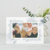 ソフトブルー水彩花クリスマスフォトカード シーズンカード (スタンド正面)