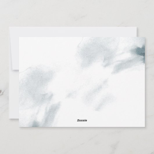 ソフトブルー水彩花クリスマスフォトカード シーズンカード (裏面)