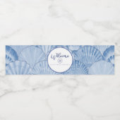 ソフトブルー水彩貝殻水瓶ラベル ペットボトルラベル (シングルラベル)