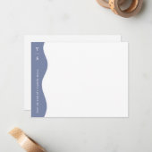 ソフトブルー波はっきりしたイニシャルモダン ノートカード (正面/裏面インサイチュ)
