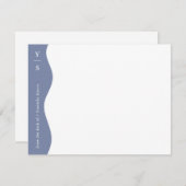 ソフトブルー波はっきりしたイニシャルモダン ノートカード (正面/裏面)
