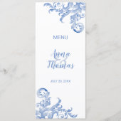 ソフトブルー王室のの水彩のフローリッシュメニュー メニュー (正面)