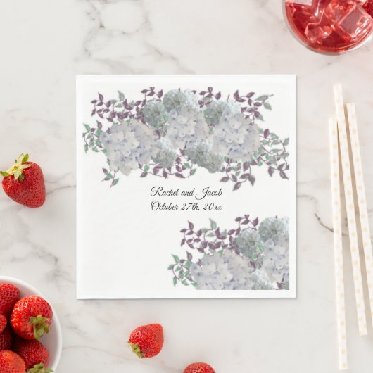 ソフトブルー素朴アジサイ結婚ズ紙ナプキンス スタンダードランチョンナプキン (インサイチュ)