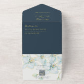 ソフトブルー結婚オーキッドの全招待状 オールインワン招待状 (外側)